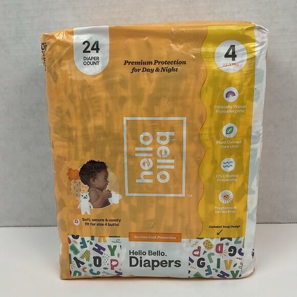 Hello Bello Diapers 24 Count Size 4 + Pampers Multi-Use Wipes 56 Count - Picture 2 of 8
